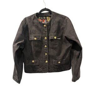 Vintage 90's Jordache Concepts Black Denim Jean Jacket Size Large 100% Cotton